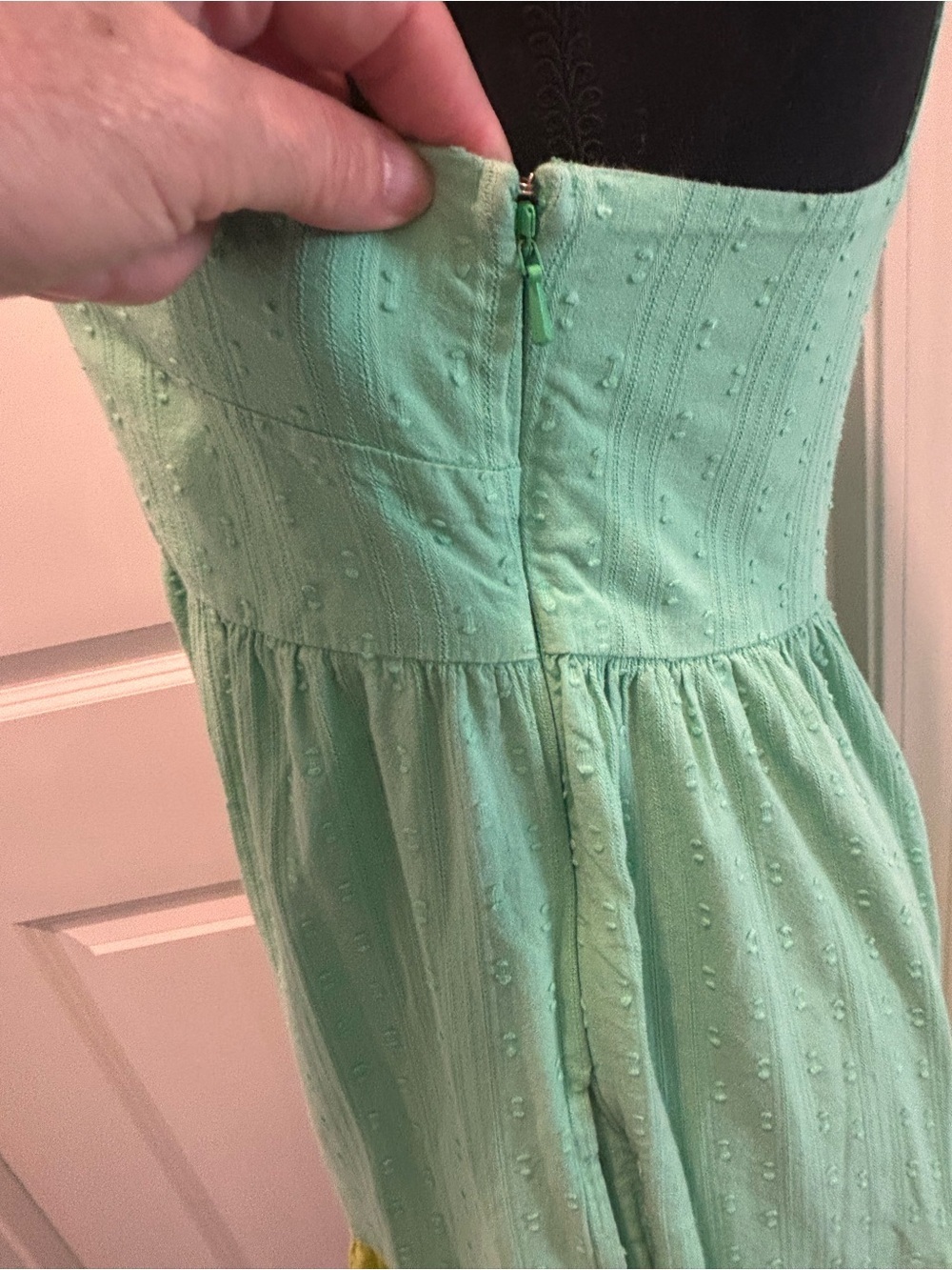 Tanya Taylor Tiered Swiss Dot Colorblock Maxi Dress Size 2 Mint Green Lime - Picture 5 of 12